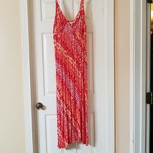 Fuschia orange white maxi dress